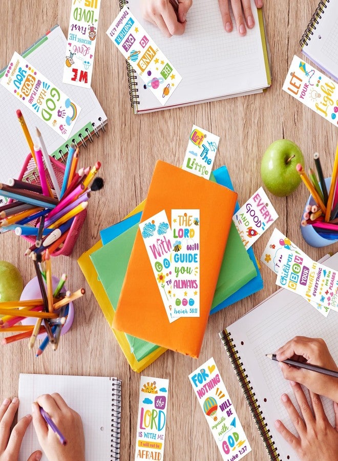 Haooryx Bible Verse Bookmarks for Kids - 123Pcs Religious Inspirational Bookmarks Colorful Flower Balloon DIY Book Marks Sunday School Supplies Reading Lovers Gift Goodie Bag Fillers Class Rewards - Image 4
