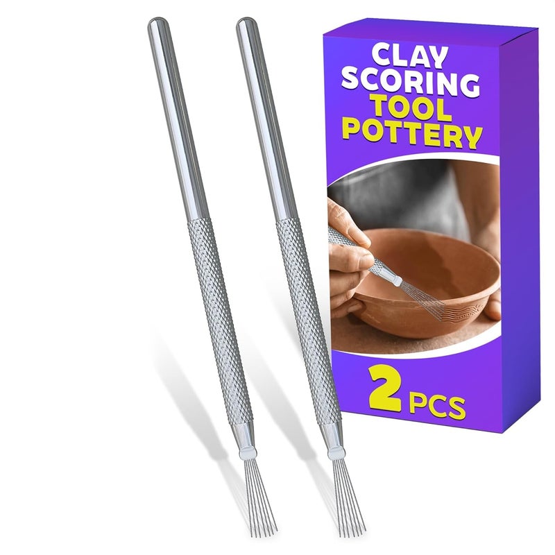 KETAR 2 Pcs Pottery Scoring Tool 533 Inch Clay Scoring Tool with Feather Wire Texture Stainless Steel Tip Aluminum Alloy Handle Ideal for Pottery Ceramic Polymer Air Dry Clay Sculpting Texturing - Image 3