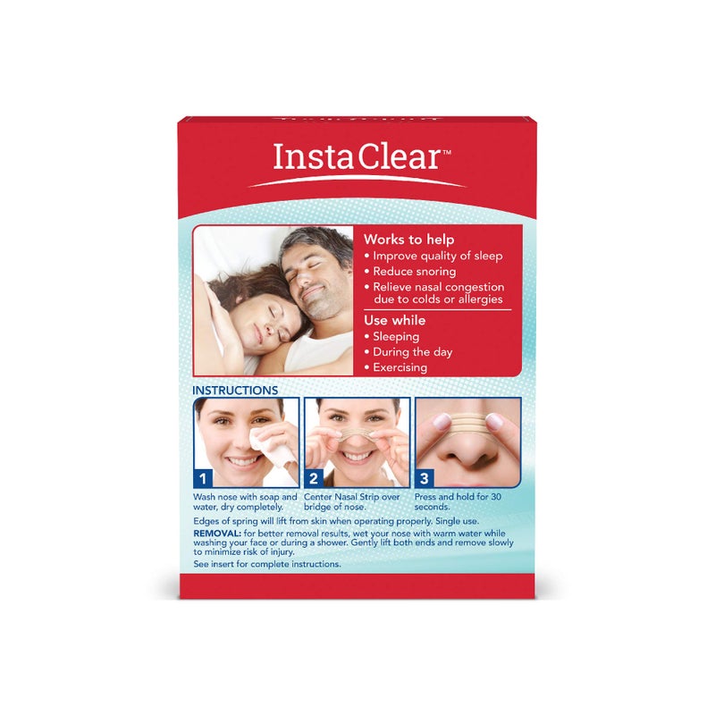 Instaclear Instaclear Extra-Strength Nasal Strips, Tan 50 ct | Works Instantly, Breathe Better, Nasal Congestion Relief, Stops Snoring, Cold & Allergy, Extra Strength Tan - Image 2