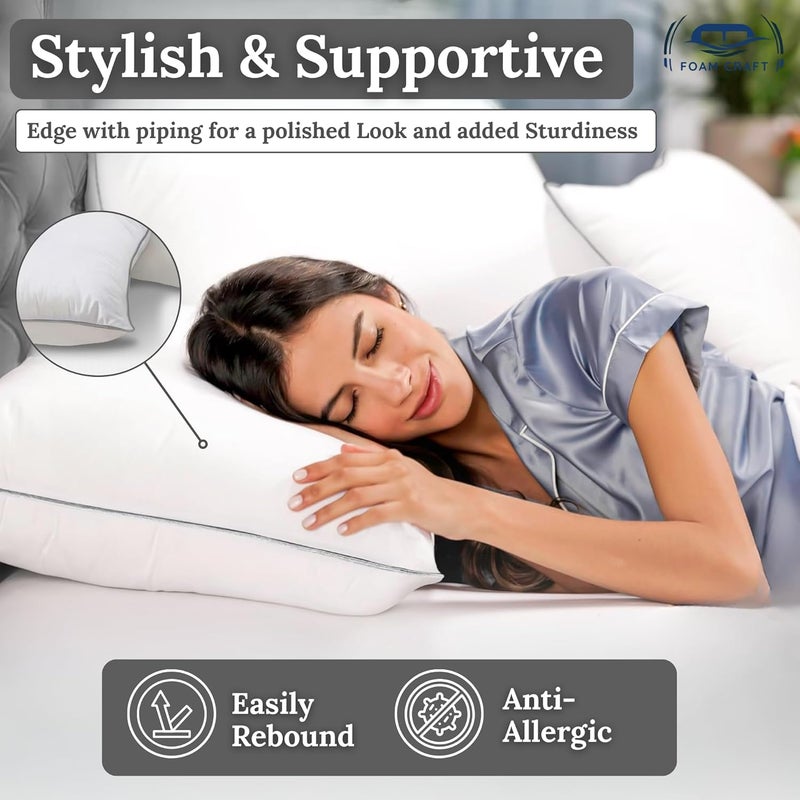 FOAM CRAFT Foamcraft® Bed Pillows - Soft and Supportive Microfibre Pillows for All Sleep Positions (Pack of 4, 50 x 75cm) - Image 4