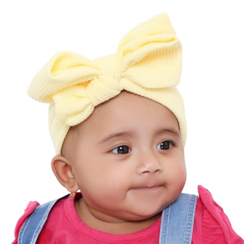 Arendelle Pure Cotton Headband with Big Bow in Yellow for Babies (0-2 Years) [AHA396] - Image 1
