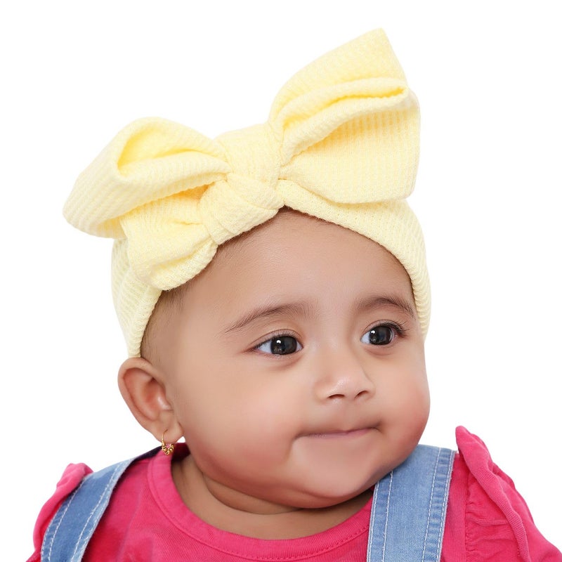 Arendelle Pure Cotton Headband with Big Bow in Yellow for Babies (0-2 Years) [AHA396] - Image 5