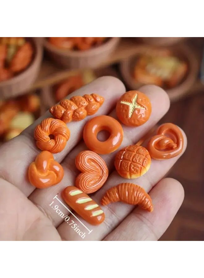 11pcs Random Basket Of Bread Model Miniature Toy House Kitchen Decor Pretzel Rolls And Fake Food Accessories - Image 5