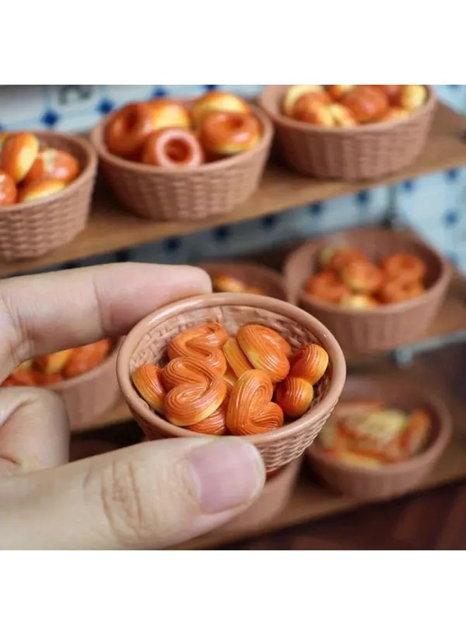 11pcs Random Basket Of Bread Model Miniature Toy House Kitchen Decor Pretzel Rolls And Fake Food Accessories - Image 4