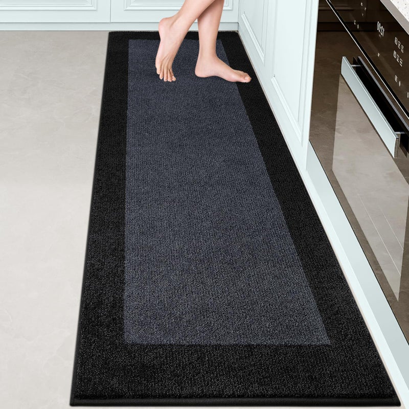 DOMUSTEX Machine Washable Kitchen Rug 24 x 84 Non Slip Kitchen Mat for Floor Absorbent Entrance Runner Rug for Bedroom Hallway Bathroom Door Roll Packing