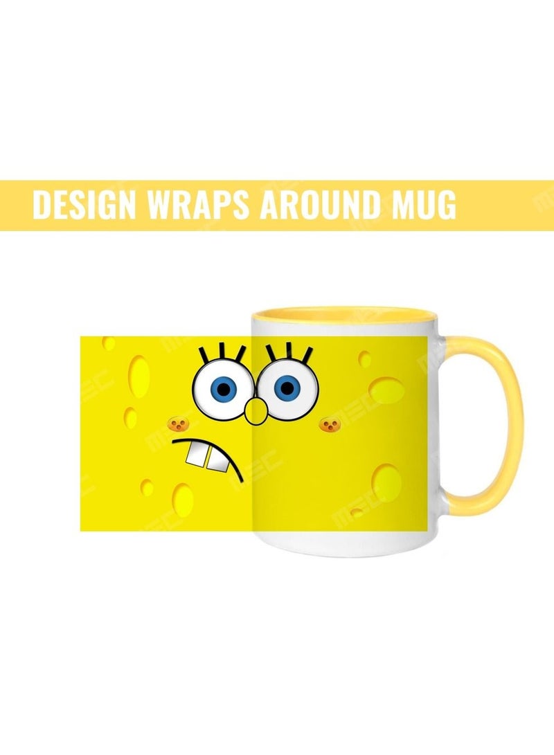 MEC SPONGBOB SquarePants Design Mug Printed Coffee Mug 11Oz Yellow Handle - Image 2