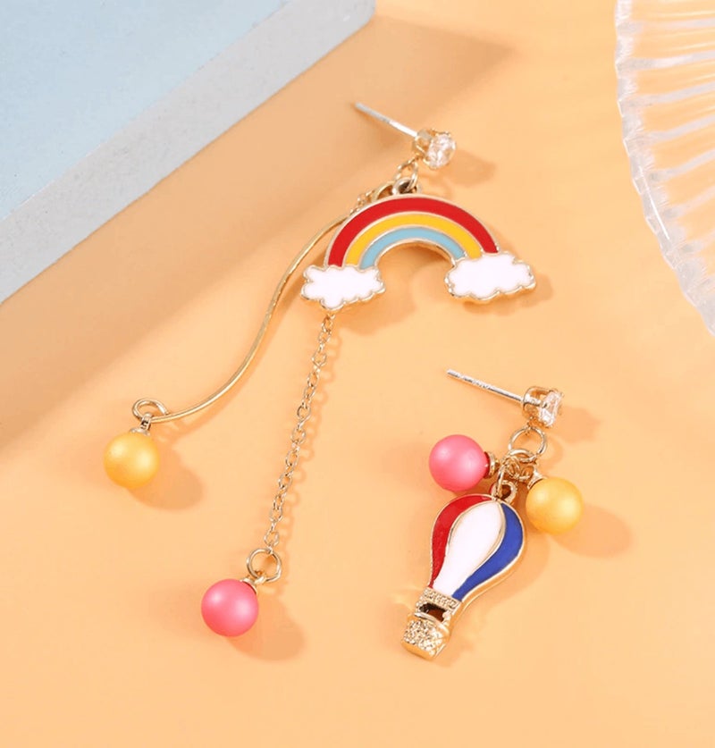 BP Tattoo Special Design Dangle Balloon and Rainbow Figure Earrings  - Image 2