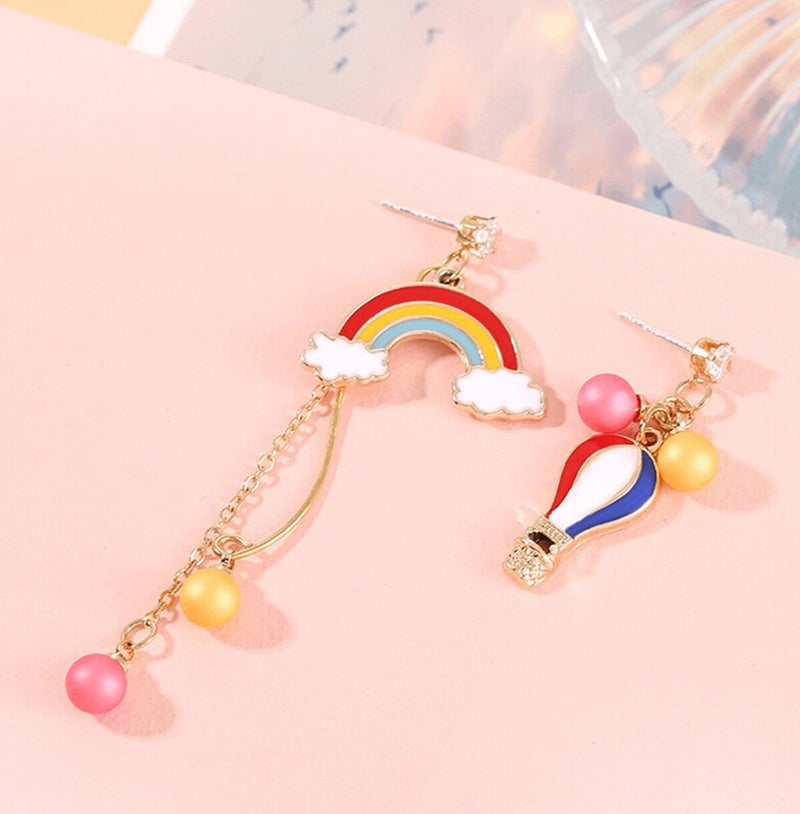BP Tattoo Special Design Dangle Balloon and Rainbow Figure Earrings  - Image 1