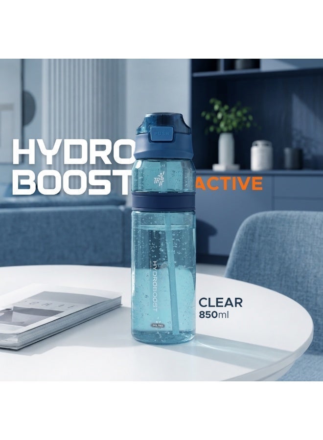 TR6 زجاجة مياه TR6 Hydro Boost Active شفافة خالية من مادة BPA، زجاجة رياضية من تريتان مع غطاء قابل للقفل ومضادة للتسرب ومتينة، مثالية للصالة الرياضية والمكتب والسفر في الهواء الطلق والمدرسة، سعة 850 مل (أزرق) - Image 2
