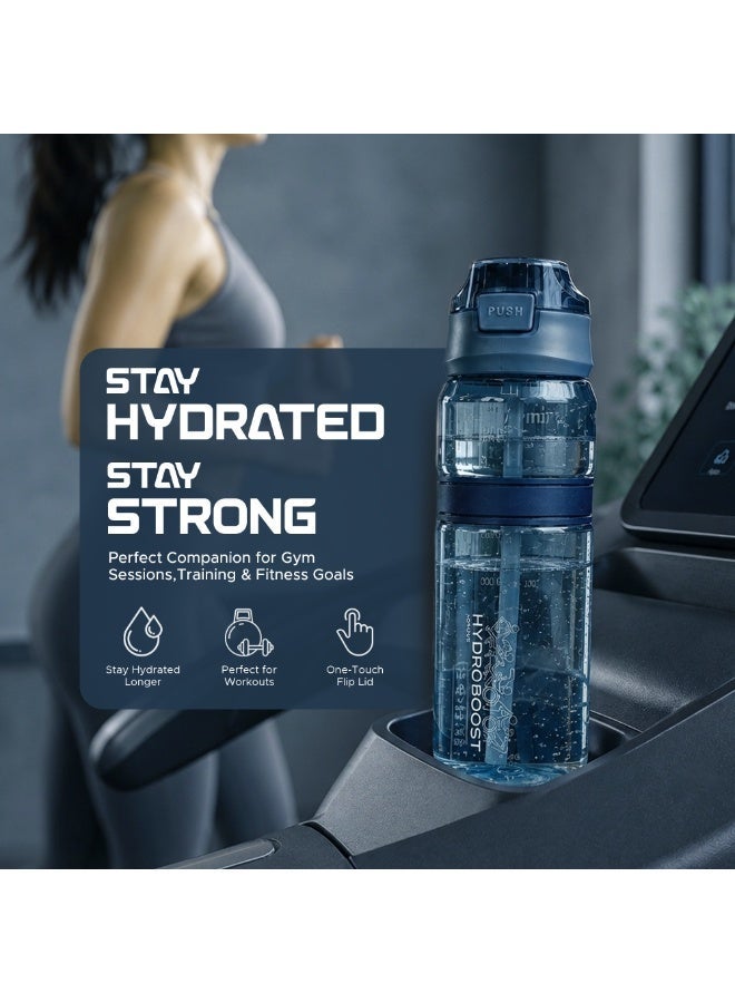 TR6 زجاجة مياه TR6 Hydro Boost Active شفافة خالية من مادة BPA، زجاجة رياضية من تريتان مع غطاء قابل للقفل ومضادة للتسرب ومتينة، مثالية للصالة الرياضية والمكتب والسفر في الهواء الطلق والمدرسة، سعة 850 مل (أزرق) - Image 4