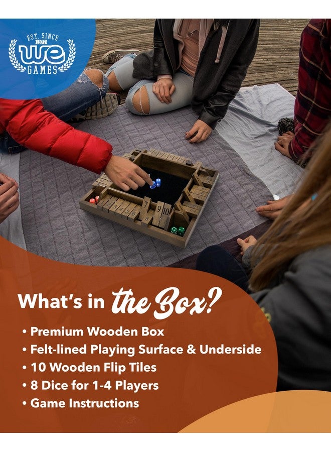 WE Games 14 inch 1-4 Player Shut The Box Wooden Board Game, Walnut Stain - Image 4