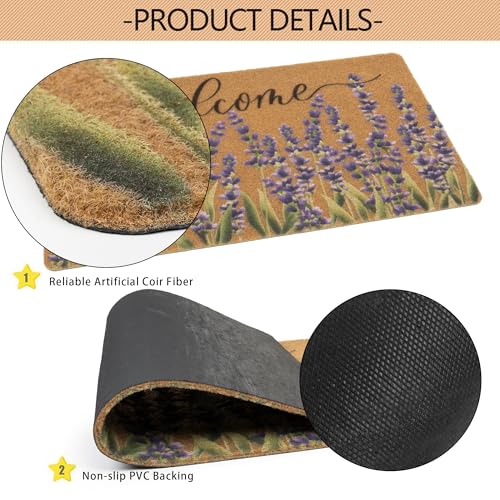 FGSS LavenderWelcomeDoormat OutdoorEntrance CoirNonSlip SeasonalSpring Summer Indoor Home Decor Front Door Mats - Image 3