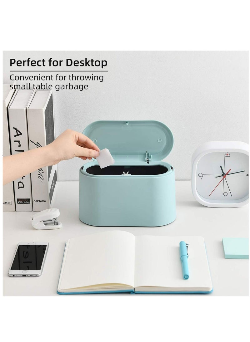 Generic Mini Trash Can with Lid, Removable Small Countertop Garbage Can, Tiny Plastic Trash Bin, Pop Up Countertop Wastebasket, Counter Garbage Lint Bin for Bathroom Office Kitchen Desk Coffee Table, Blue  - Image 2