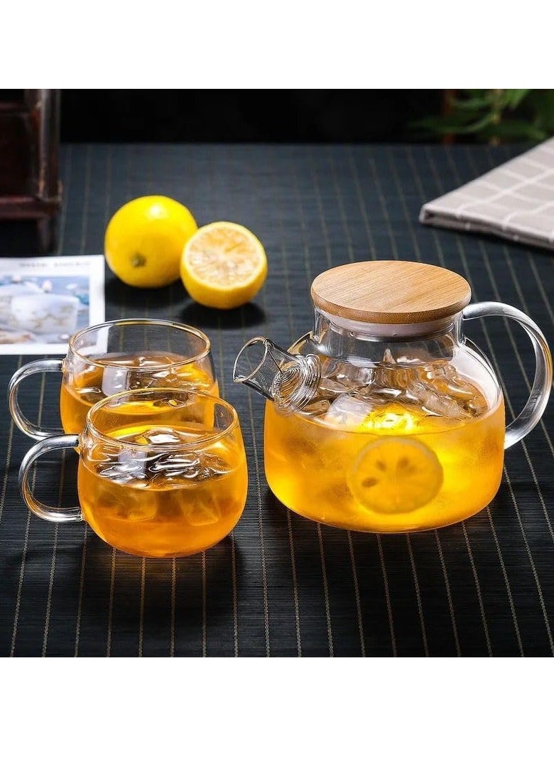 Clear Glass Teapot with Infuser, Tea Pot with Lid and Handle,Heat-Resistant Borosilicate Glass Strainer Teapot, Stovetop Safe Tea Maker（1000ML)