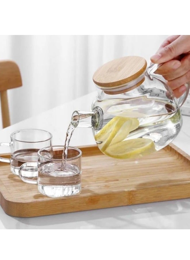 Clear Glass Teapot with Infuser, Tea Pot with Lid and Handle,Heat-Resistant Borosilicate Glass Strainer Teapot, Stovetop Safe Tea Maker（1000ML)