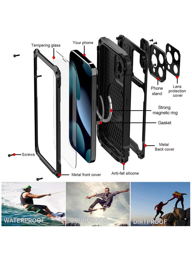 S-TOP Case For iPhone 15 Pro Max Lens Holder Metal IP54 Life Waterproof Three-proof MagSafe Phone Case - Image 5