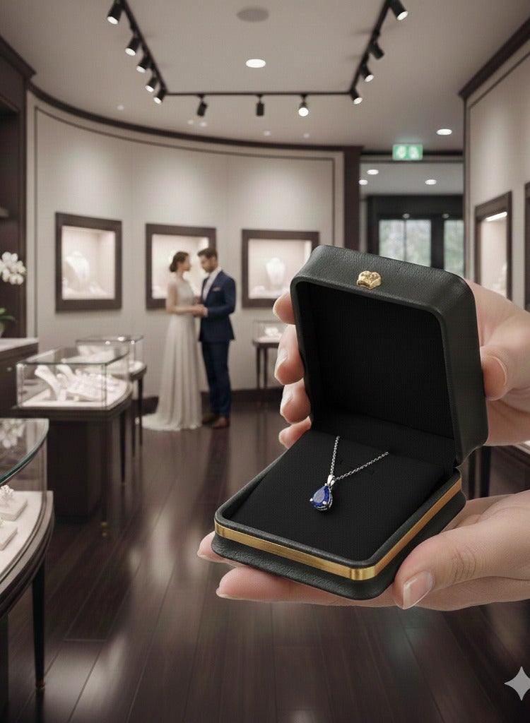 Al Seraj Luxury Black Earring & Pendant Jewellery Box | Premium Rexine Exterior with Soft Velvet Interior | Jewelry Box for Earrings & Chain Necklace | Engagement, Wedding & Gift Display Case - Image 2