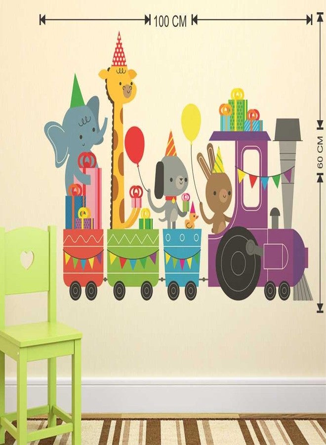 Wallstick ' Train and Cartoons Friend Happy Moment ' Wall Sticker (Vinyl, 100 cm x 60 cm, Multicolor) - Image 2