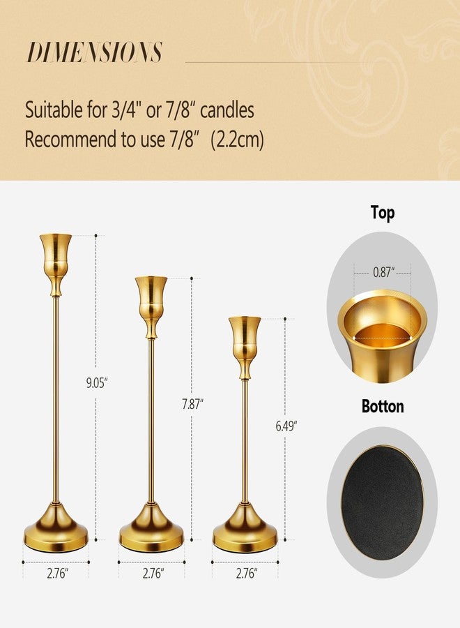 KSWING Candlestick Holders 6 PCS Metal Taper Candle Holders, KSWING Gold Candle Stick Holders Set, Perfect for Table Centerpiece Mantel Party Wedding Christmas Home Decor, Set of 6 - Image 3