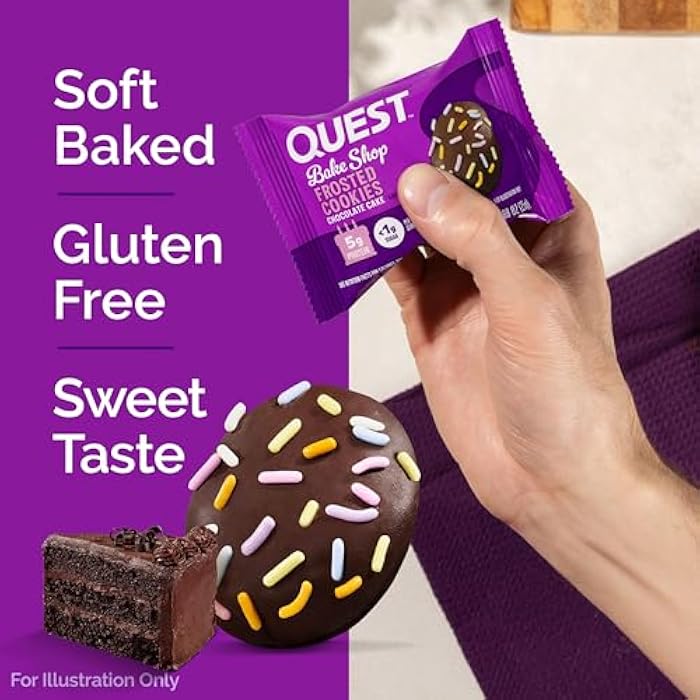 Quest Nutrition Frosted Protein Cookies, Chocolate Cake, 1g Sugar, 11g Protein, 2g Net Carbs, Gluten Free, 8 Cookies - Image 4