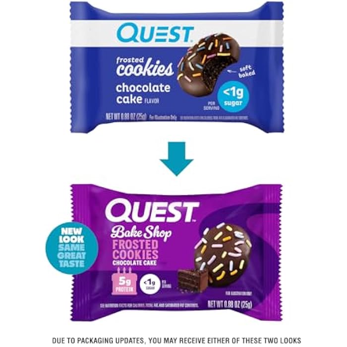 Quest Nutrition Frosted Protein Cookies, Chocolate Cake, 1g Sugar, 11g Protein, 2g Net Carbs, Gluten Free, 8 Cookies - Image 2
