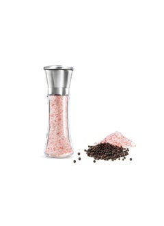 SYOSI Salt and Pepper Grinder, Glass Ceramic Grinder Stainless Steel Refillable Salt & Peppercorn Shakers Adjustable Coarseness for Spices, Sea Salts, Himalayan or Fresh Ground Pepper for Party(1 Pack)  - Image 1