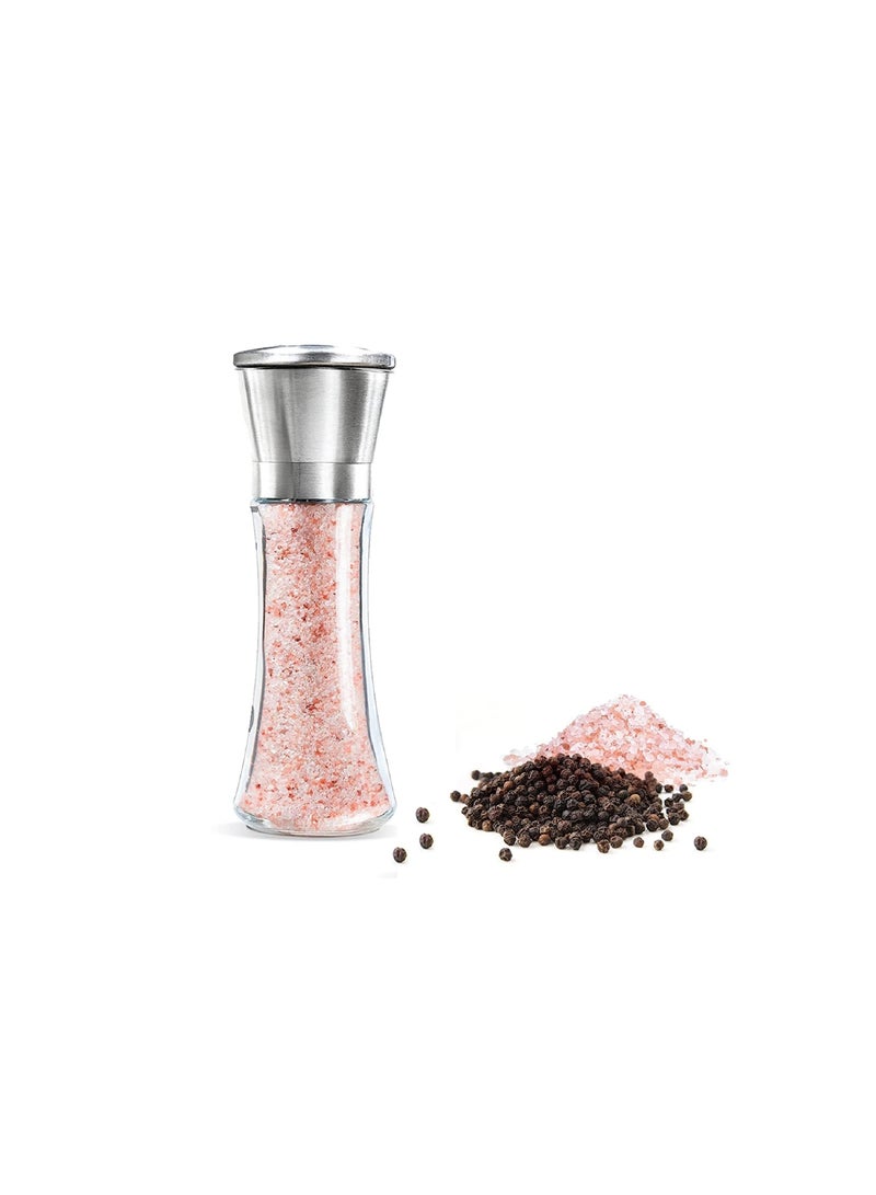 SYOSI Salt and Pepper Grinder, Glass Ceramic Grinder Stainless Steel Refillable Salt & Peppercorn Shakers Adjustable Coarseness for Spices, Sea Salts, Himalayan or Fresh Ground Pepper for Party(1 Pack) - Image 1
