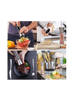 SYOSI Salt and Pepper Grinder, Glass Ceramic Grinder Stainless Steel Refillable Salt & Peppercorn Shakers Adjustable Coarseness for Spices, Sea Salts, Himalayan or Fresh Ground Pepper for Party(1 Pack)  - Image 3