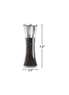 SYOSI Salt and Pepper Grinder, Glass Ceramic Grinder Stainless Steel Refillable Salt & Peppercorn Shakers Adjustable Coarseness for Spices, Sea Salts, Himalayan or Fresh Ground Pepper for Party(1 Pack)  - Image 2