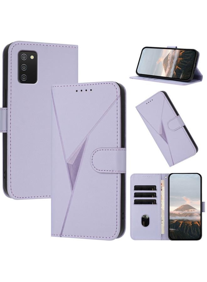 اس-توب جراب هاتف جلدي بنمط مثلث مع مشبك لهاتف Samsung Galaxy A02s - Image 1