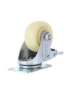 BMB tools 2-Piece 100mm White PP Medium Duty Caster Double Ball Bearing - Swivel with Brake - Plate  - Image 3