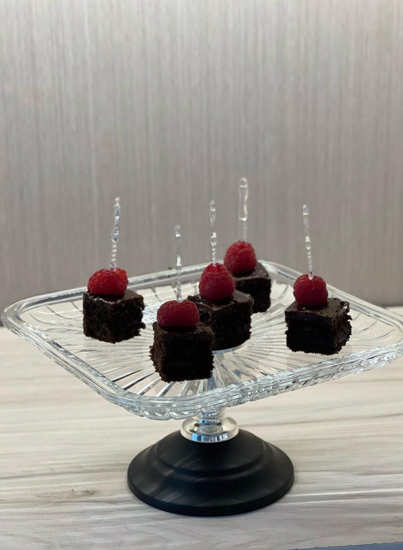 Glass serving plate with base for desserts and fruits, multi-purpose, small size  - Image 1
