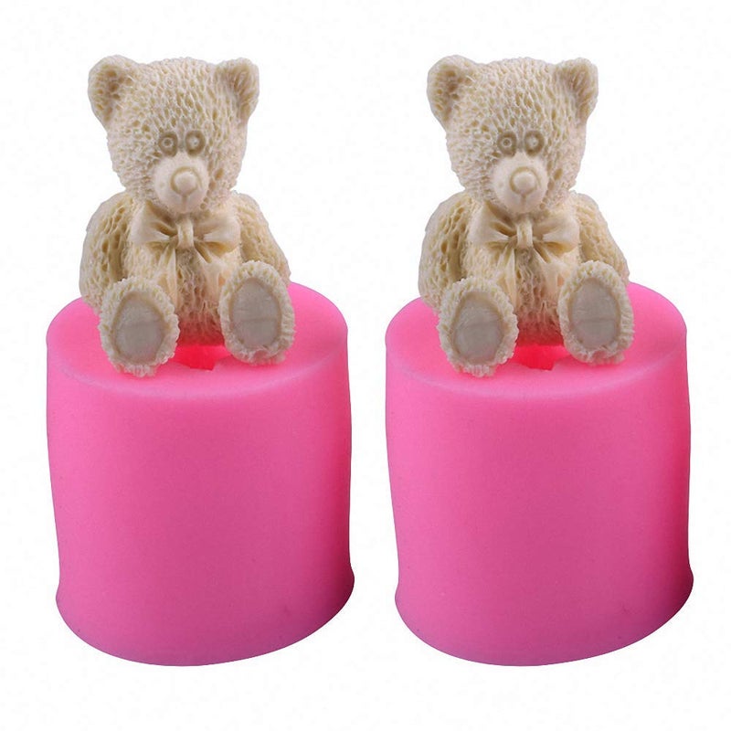 2Pcs 3D Baby Bear Silicone Candle  Soap Teddy Bear Chocolate  Candy Mold