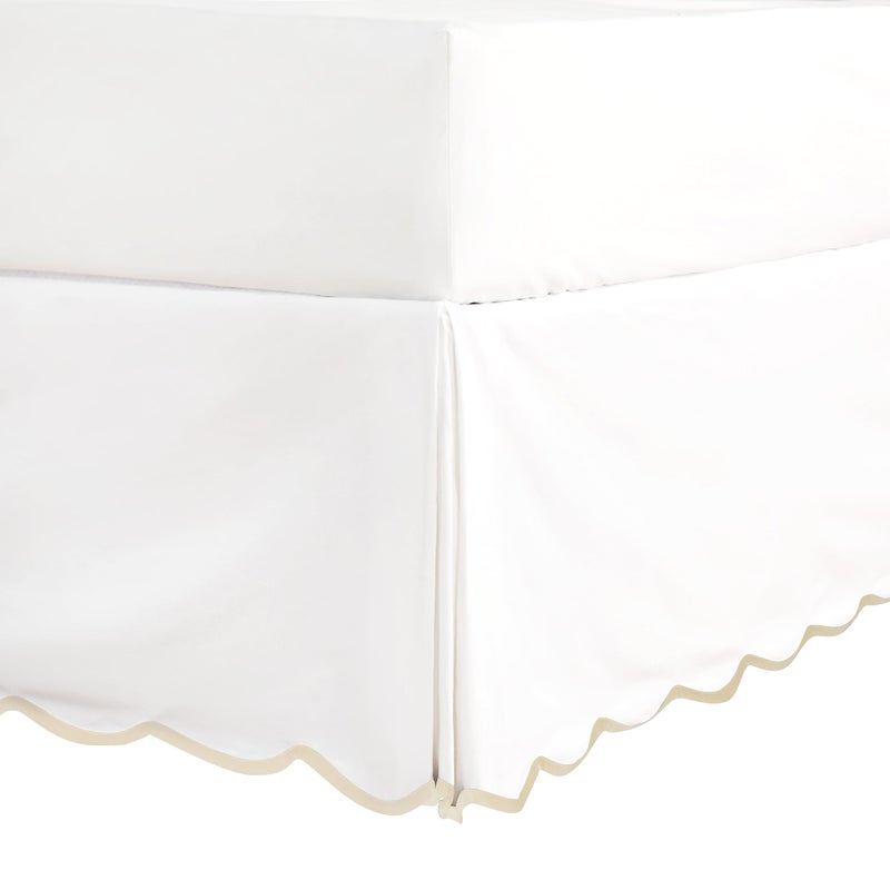 HIG Off White Chic King Bed Skirt  Easy Fit Scallop Edge Pleated Bedskirts 14 Inch Drop AntiSlip Dust Ruffle Thick Fabric for Enhanced Privacy PreWashed for LongLasting UseN60022