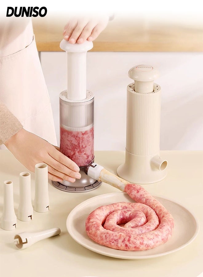 DUNISO Sausage Stuffer with 4 Different Inches Stuffing Tubes, Manual Sausage Maker,Homemade Sausage Machine Making Kit, for Home, Camping, Outdoor Grill BBQ - Image 1