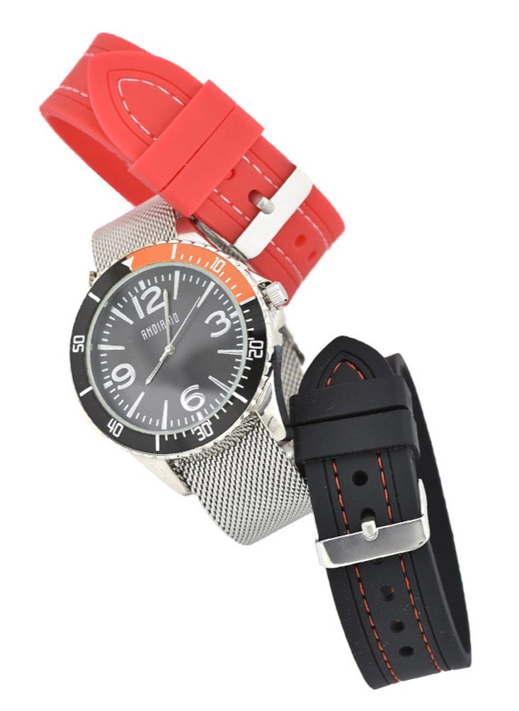 ANDIAMO Men's Analog Silver Case Silver Metal Strap Set Watch  - Image 3