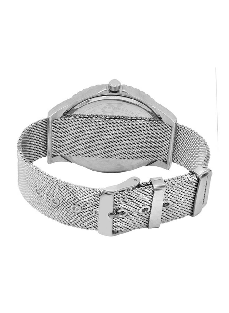ANDIAMO Men's Analog Silver Case Silver Metal Strap Set Watch  - Image 4