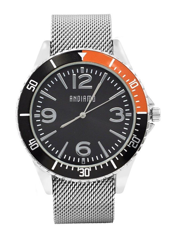 ANDIAMO Men's Analog Silver Case Silver Metal Strap Set Watch  - Image 2