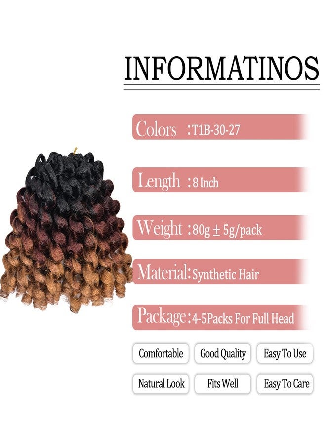 Luoyudu Wand Curl Jamaican Crochet Hair 8 Inch 5 Packs T1B/27/30 80g/pcs Ringlet Twist Hair Extension Crochet Braids - Image 2