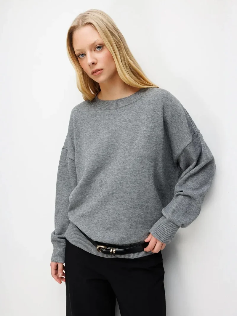 MixRay MIXRAY Oversized Ribbed Knit Sweater