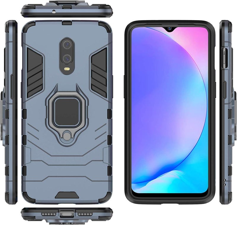 مايجين متوافق مع OnePlus 7، OnePlus 6T Case، حلقة معدنية قابضة حامل قائم مضاد للصدمات غطاء صلب (يعمل مع حامل مغناطيسي للسيارة) غطاء مزدوج الطبقات متين لـ OnePlus7، OnePlus 6T (أزرق بحري) - Image 5