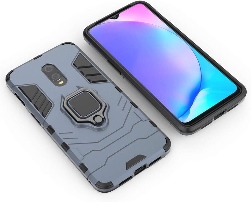 مايجين متوافق مع OnePlus 7، OnePlus 6T Case، حلقة معدنية قابضة حامل قائم مضاد للصدمات غطاء صلب (يعمل مع حامل مغناطيسي للسيارة) غطاء مزدوج الطبقات متين لـ OnePlus7، OnePlus 6T (أزرق بحري) - Image 4