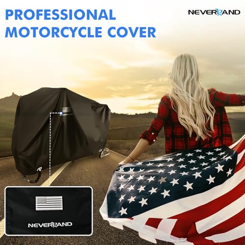 NEVERLAND Motorcycle Cover Waterproof Outdoor - Black Heavy Duty Scooter Cover, Motorbike Cover with Refletive Logo, Lock-Hole, Bandage, Storage Bag-Protect Against Dust, Debris, Rain and Weather(L) - Image 5