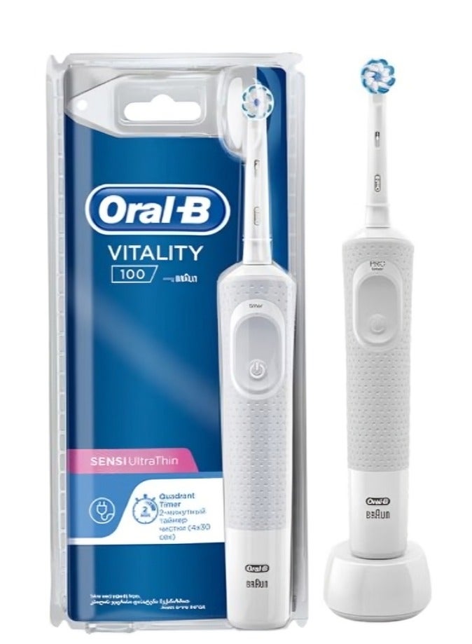 Oral-B Vitality 100 Sensi Ultrathin Rechargeable Clamshell Toothbrush White