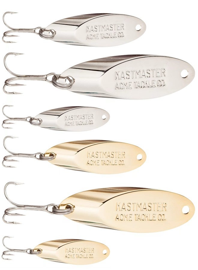 أكمي طقم أدوات صيد Acme Kastmaster مكون من 6 قطع، مطلي بالكروم والذهبي - Image 1