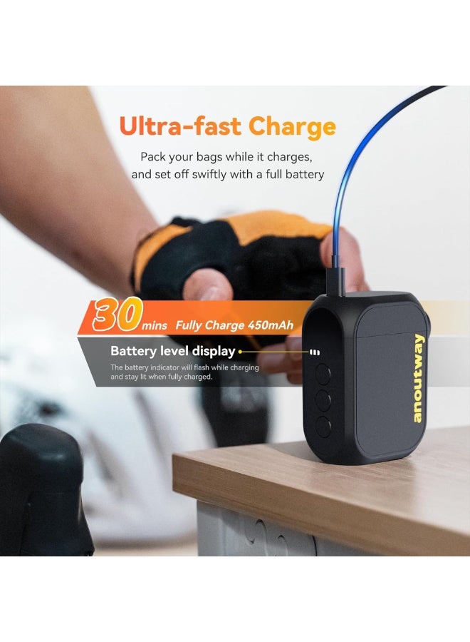 AT1 Pro Smart Electric Tire Inflator, Tiny Rechargeable Electric Air Pump, Max 120 PSI, Auto Stop, with Presta and Schrader Valve for E-Bike, Mountain Bike, Mini bike, City Bike and Road Bike - Image 3