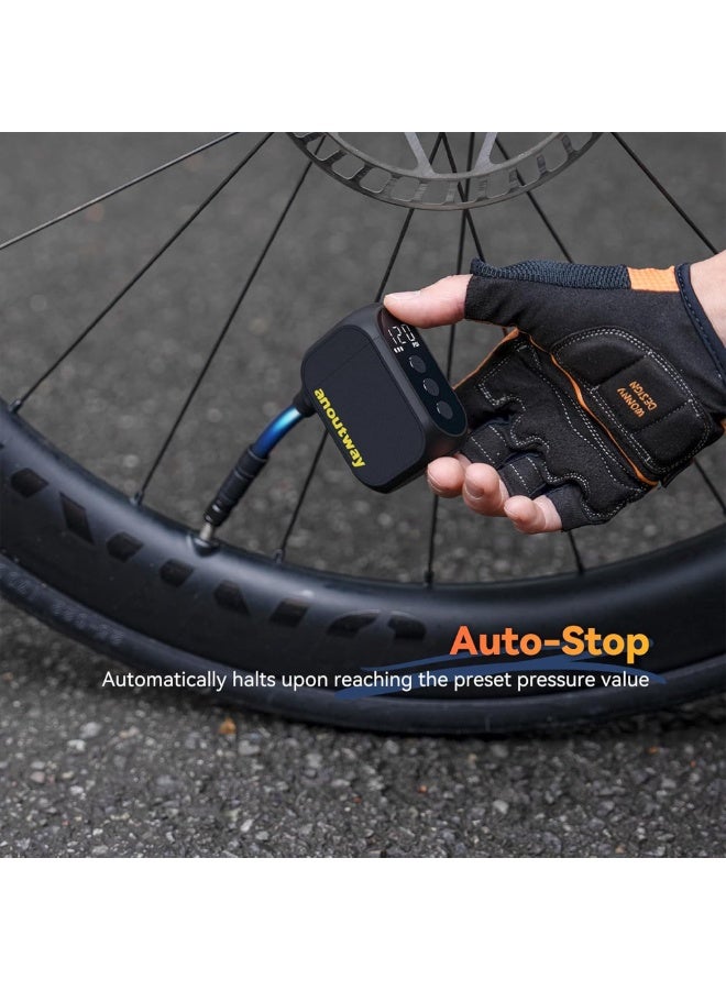 AT1 Pro Smart Electric Tire Inflator, Tiny Rechargeable Electric Air Pump, Max 120 PSI, Auto Stop, with Presta and Schrader Valve for E-Bike, Mountain Bike, Mini bike, City Bike and Road Bike - Image 4