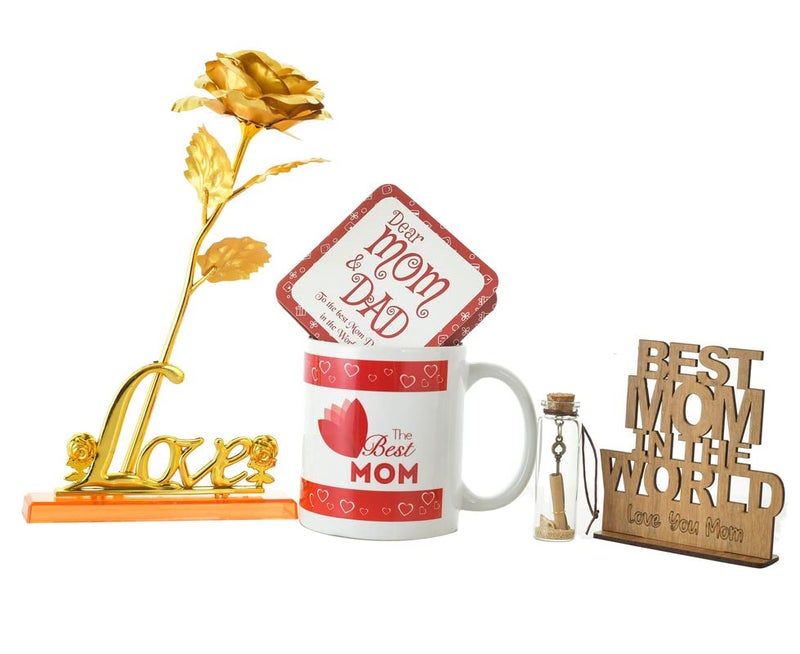 Pride StoreThe Best Mom Printed 330 ml Coffee Mug for Mothers Day Gift Showpiece Greeting Card Rose Love Stand Message Bottle Gift Set for mom - Image 2