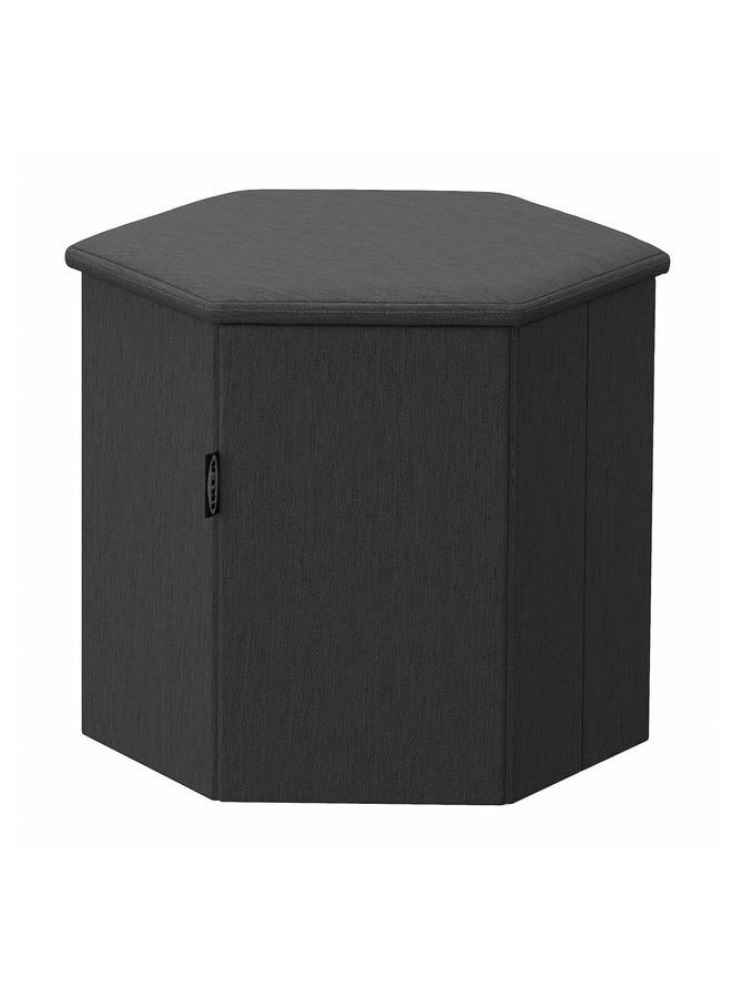 Zaboon Pouffe With Storage, Knisa Dark Grey - Image 1