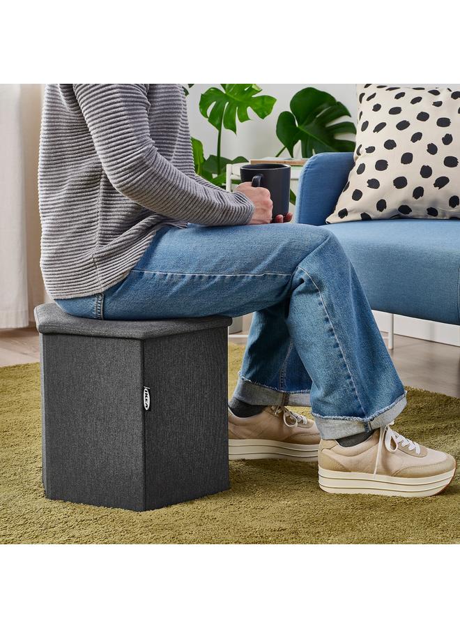 Zaboon Pouffe With Storage, Knisa Dark Grey - Image 5